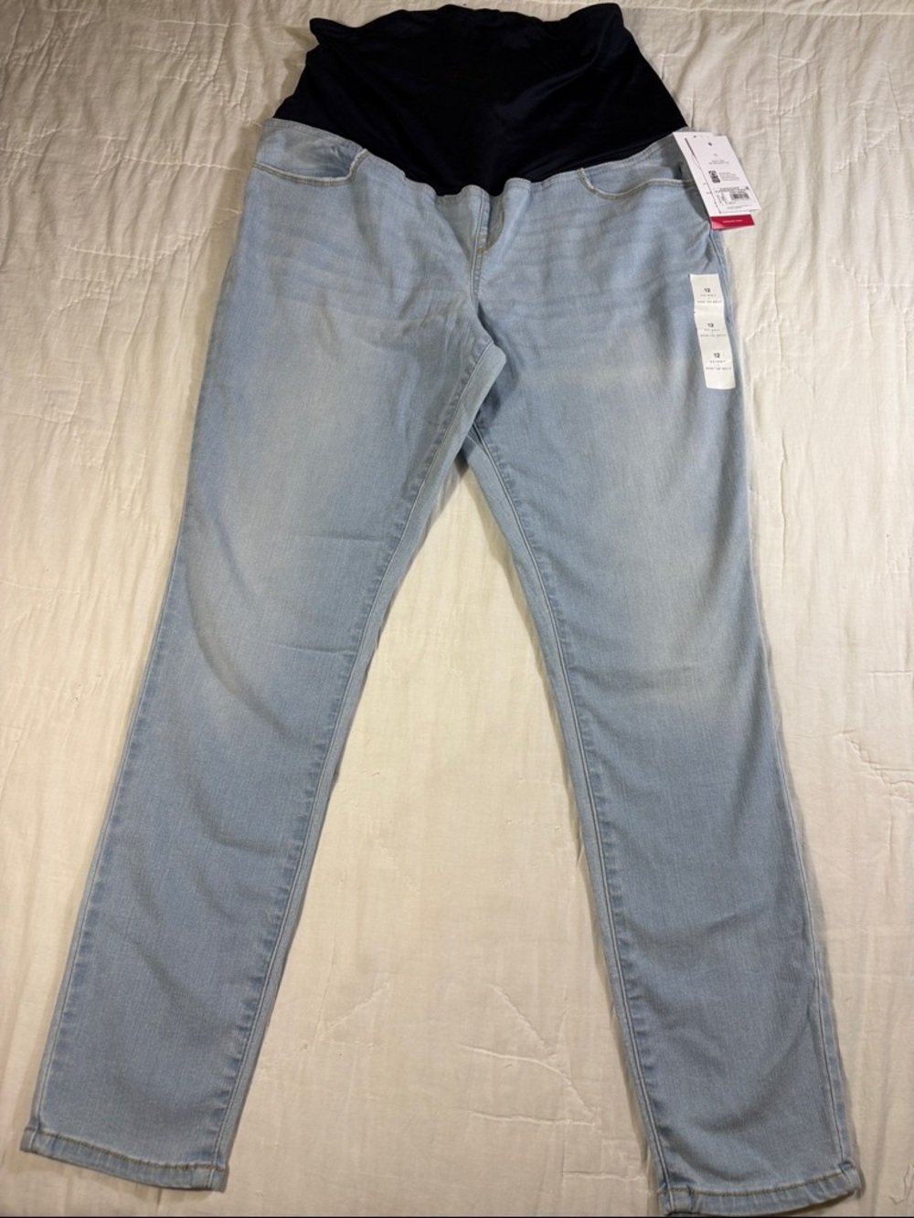 Isabel Maternity by Ingrid & Isabel Light Blue Skinny Full Panel Jeans Sz 12 NWT